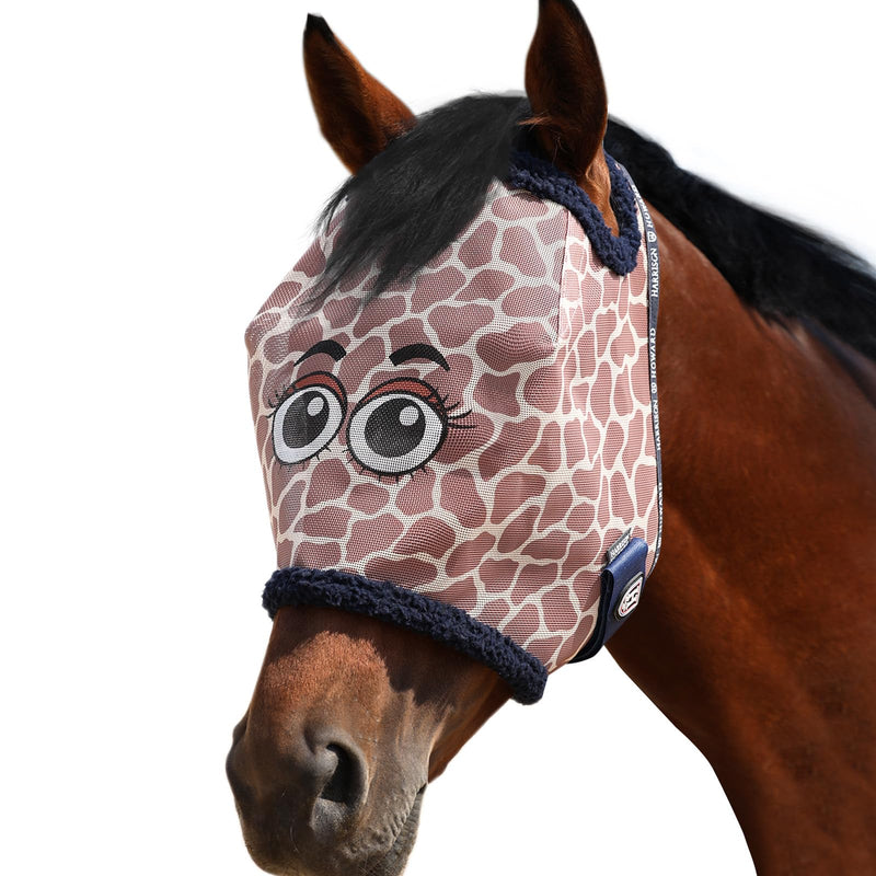 Harrison Howard All Round Mesh Horse Fly Mask UV Protective with Fleece Padded Edging and Fun Prints Forelock Opening Design Mask for Horse Giraffe Large