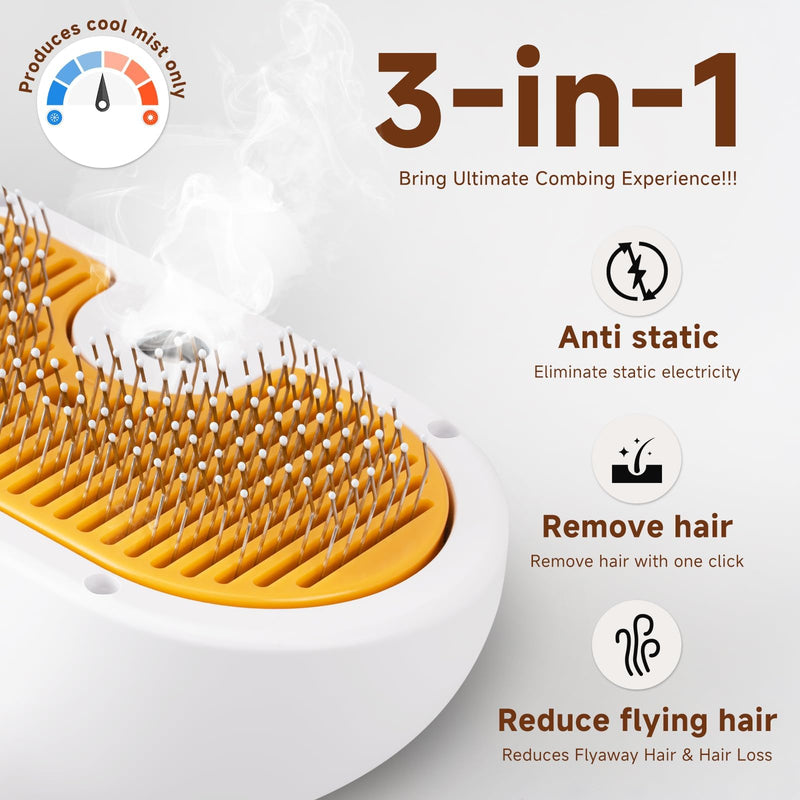 Pet Steam Brush for Dog & Cat – 3-in-1 Spray Hair Removal Comb – Steam for Shedding & Grooming – Water Brush for Long & Short Haired Pets – Spritz Defur Comb 7.8in- empties - PawsPlanet Australia