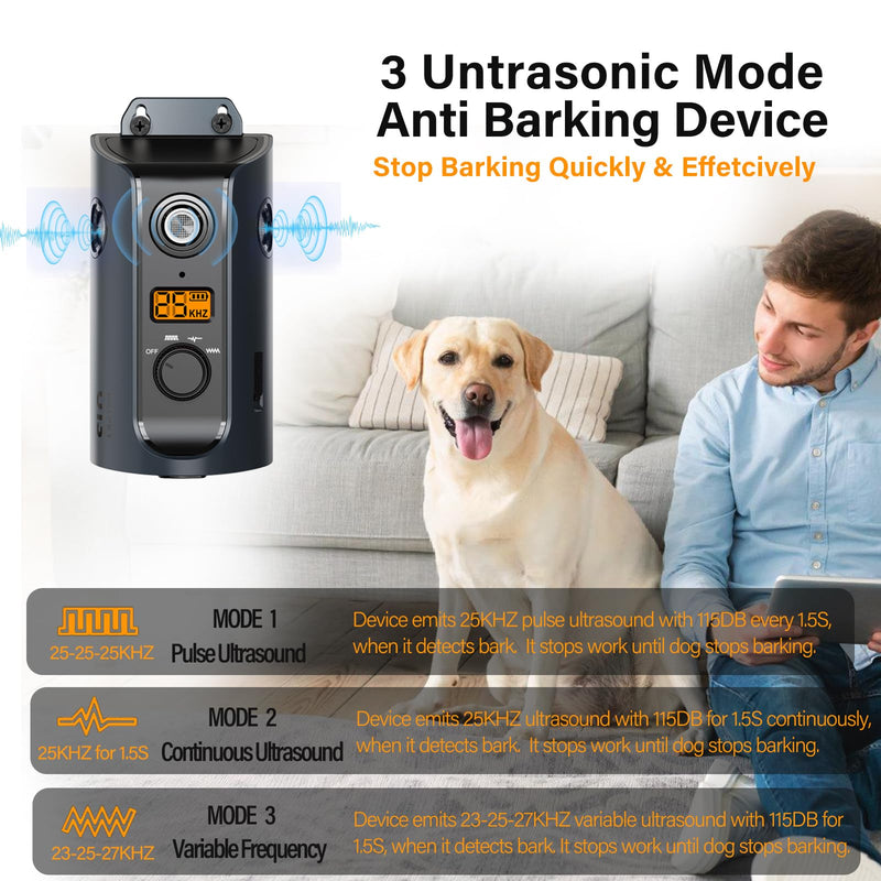 Dog Bark Deterrent Devices, 3X Ultrasonic Anti Barking Device, Bark Box for Dogs Indoor & Ourdoor, Dog Barking Silencer with 3 Modes | Bark Control Device 50ft Range, Stops Neighbours Dog Barking - PawsPlanet Australia