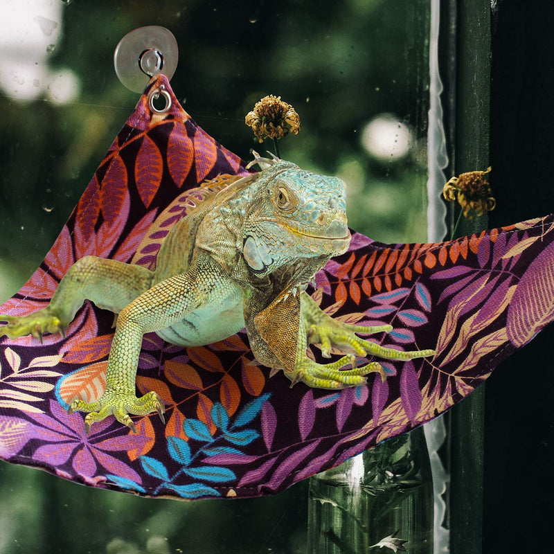 KUDES Bearded Dragon Hammock, Reptile Lizard Lounger Ladder Accessories Terrarium Habitat Decor for Large Small Bearded Dragons Geckos Lizards Snakes Purple