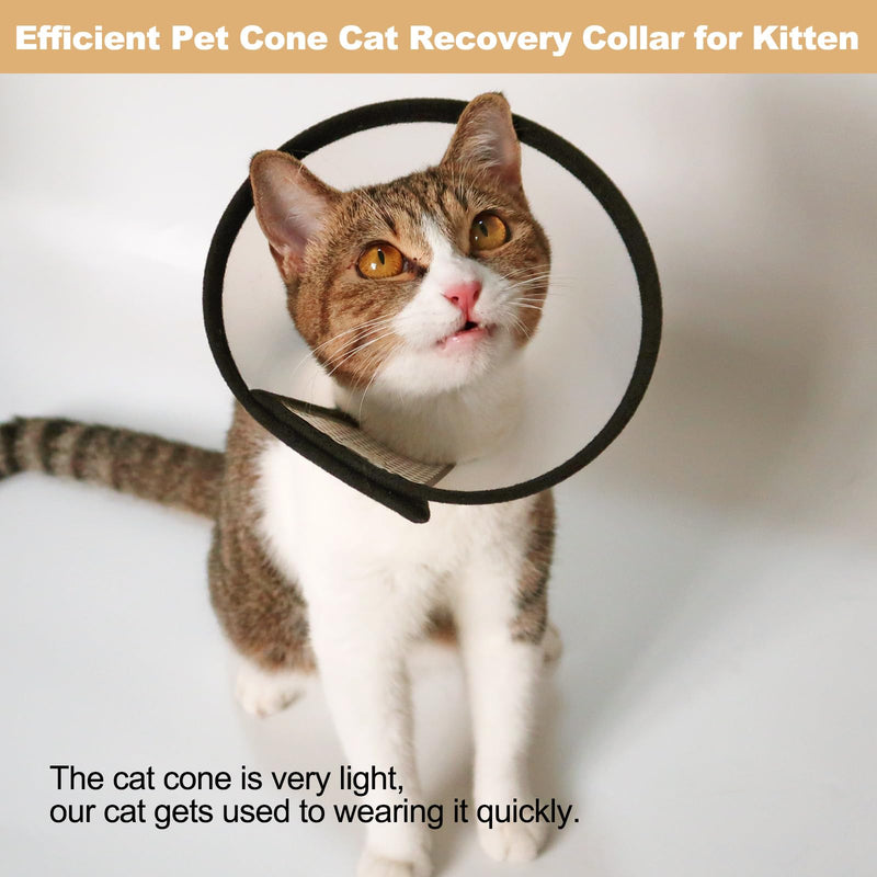 Cat Cone, 6.5 inches Adjustable Cat Cones to Stop Licking for Cats After Surgery, Lightweight Cat Neck Recovery Cone, Plastic Elizabethan Collar for Small Cats, Kitten and Rabbits S (Neck: 6.2 - 7.5 in)