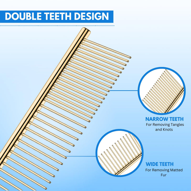 Pet Steel Comb Shears Professional Pet Grooming Comb Premium Stainless Steel Dematting Tool with Rounded Teeth for Dogs & Cats Best for Removing Knots,Tangles,Perfect for Long & Short Haired Pets Rose Gold - PawsPlanet Australia