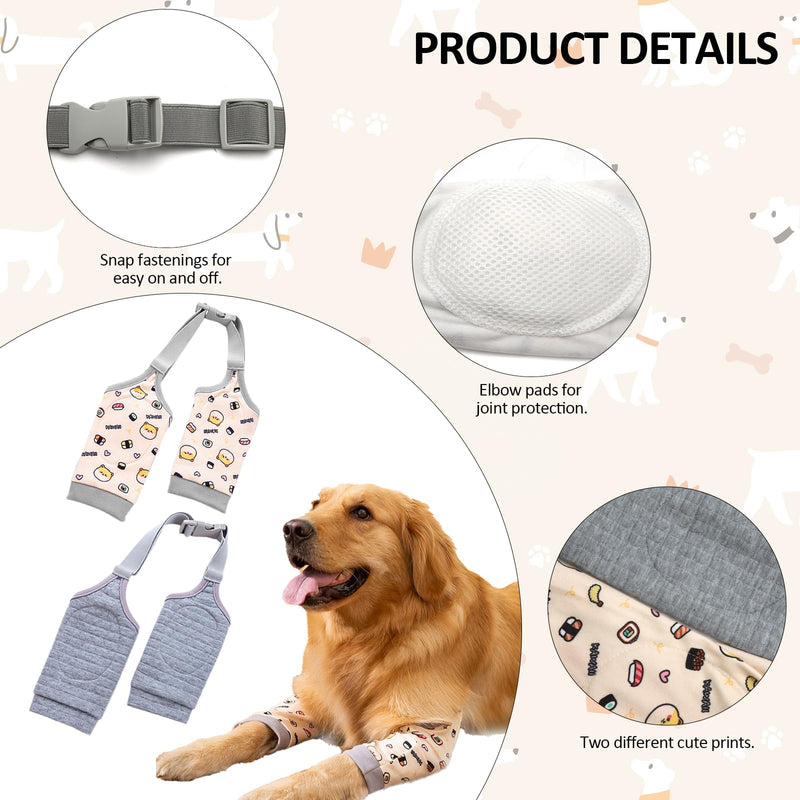 TNSLAND Pack of 2 Recovery Sleeve Dog, Licking Protection, Dog Elbow Pads, Dogs, Elbow Bandage Dog for Prevents Licking Wounds (Yellow, Grey, XXL)