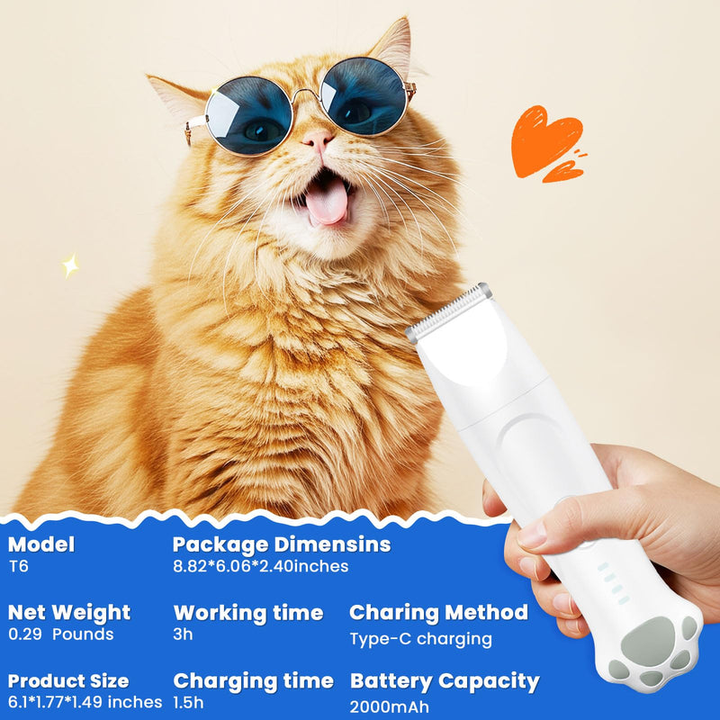 Dog Clippers for Grooming - 4-in-1 Dog Clippers Grooming Kit with Low Noise & IPX7 Waterproof Design Includes Comb Paw Trimmer Nail Grinder - Rechargeable & Cordless Dog paw Trimmer?White?