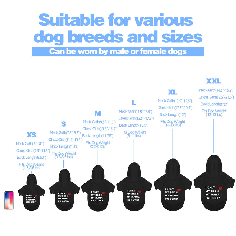 Comfortable Polycotton Dog Hoodie: Soft, Lightweight Puppy Vest for Small and Large Dogs, Highlighting The Heartfelt 'I Only Love My Bed, My Mama, I'm Sorry' Slogan Print Pink Large - PawsPlanet Australia