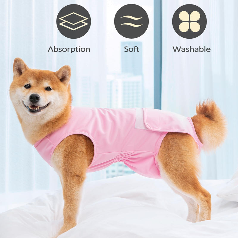 Full Body Dog Diaper with a Puppy Nappies Physiological Dog Surgery Recovery Suit for Dogs Cats After Surgery, Soft Breathable Pet Bodysuit Alternative Surgical Suit Puppy Wear (Pink, Medium) Pink - PawsPlanet Australia