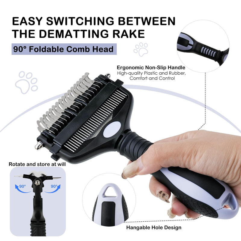 3-IN-1 Pet Deshedding and Grooming Tool, Grooming Brush for Dogs and Cats with Undercoat Rake & Dematting Comb for Matted Fur Removal Long and Short Haired Dogs Cats