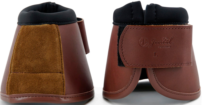 Jeereal No Turn Bell Boots Hoof Protection,Shock Absorbing, Water-Repellent,with Anti-Spin Fastening System |Neoprene,Waterproof Cloth,Genuine Leather (Coffee, Cob (Medium)) Cob (Medium) Coffee