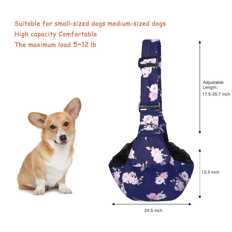 MOSISO Dog Cat Sling Carrier, Pet Carrier Camellia Tote Bag Hands Free Adjustable Padded Strap Breathable Polyester Soft Carrying Travel Shoulder Bag with Front Pocket for Small Dog Cat, Blue - PawsPlanet Australia