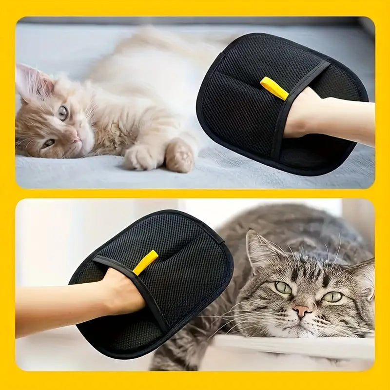 Pet Grooming Glove - Gentle Dog & Cat De-Shedding Glove - Hair Remover for Furniture, Clothes & Car
