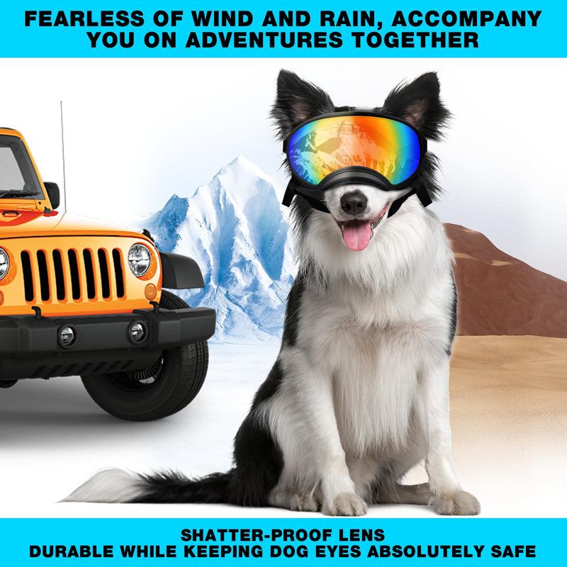 Pacify Dog Goggles for Large Dogs, UV Protection Dog Sunglasses with Adjustable Strap for Medium Large Dog Pet Glasses Black - PawsPlanet Australia