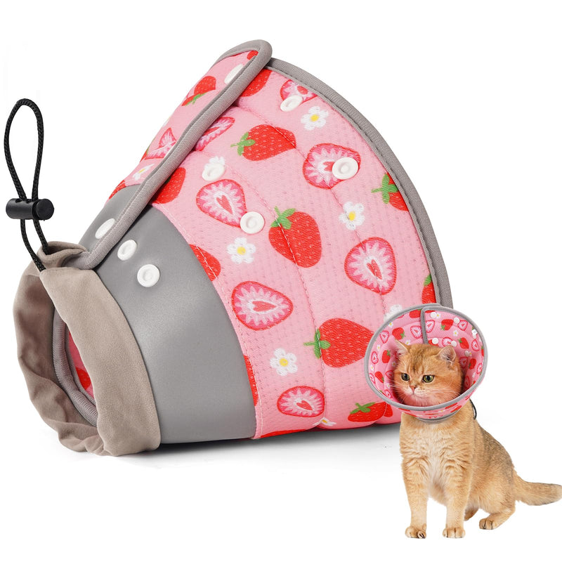 Avont Foldable Cat Cone Collar Soft to Stop Licking Bundle with Cat Recovery Suit After Surgery -M