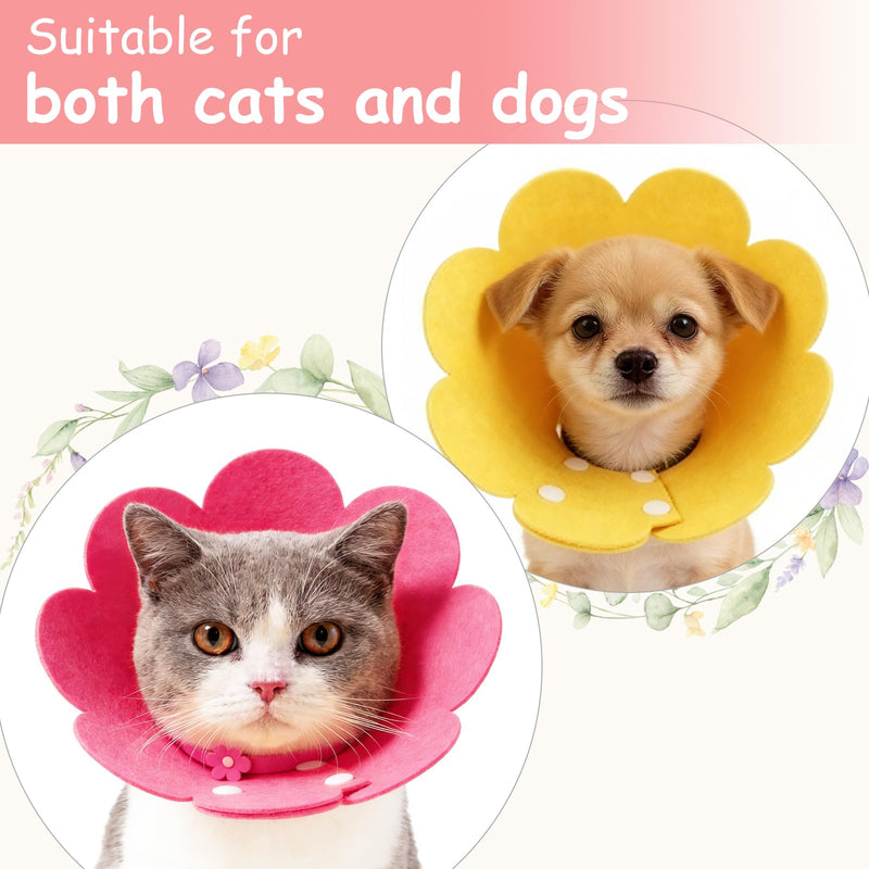 Felt Cat Recovery Collar, Cute Flower Cat Recovery Collar Adjustable Recovery Cones (2Pcs, XS 5.1-6.3inch, Sky Blue) for Small Dogs Kittens Cats XS（0-1 KG/0-2.2 lb）