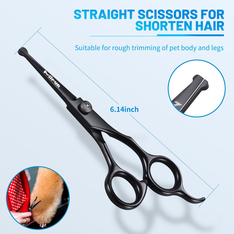Dog Grooming Kit, 5-in-1 Titanium-plated Stainless Steel Dog Grooming Scissors, Dog Scissors for Grooming with Safety Round Tip, Grooming Scissors for Dogs & Cats, Sharp & Durable Cat Grooming Kit Black-5set - PawsPlanet Australia