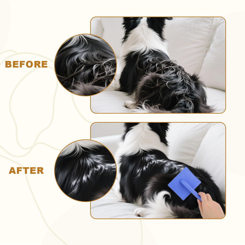 Slicker Brush with Comb for Dogs, Self-Cleaning Dog Grooming Brush with Long Pins & Rubber Round Tips Deshedding Comb for Long Hair Pets Cats Remove Tangles Knots (Blue) Blue