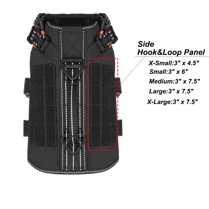 ICEFANG Reflective GN3 Tactical Dog Harness with 6X Buckles,for Small Sized Dogs,Dog Molle k9 Vest,Adjustable Pet Harness,No-Pulling Front Leash Clip (S (22"-27" Chest), Black) Small (Pack of 1) - PawsPlanet Australia