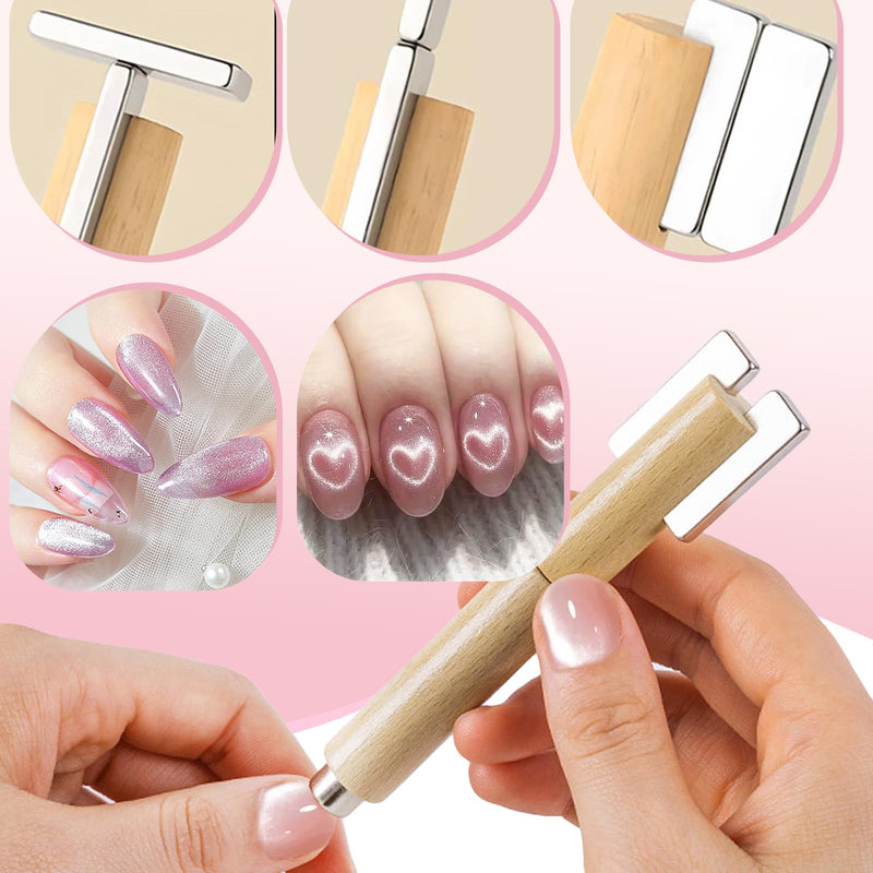 4 In 1 Cat Eye Magnet For Nails With Y-Shape And Bunny Mold For Heart And Bunny Cat Eye Pattern Nail Magnet Set For Nail Art,Multifunctional Nail Polish Magnet, Strong Magnet For Nails - PawsPlanet Australia