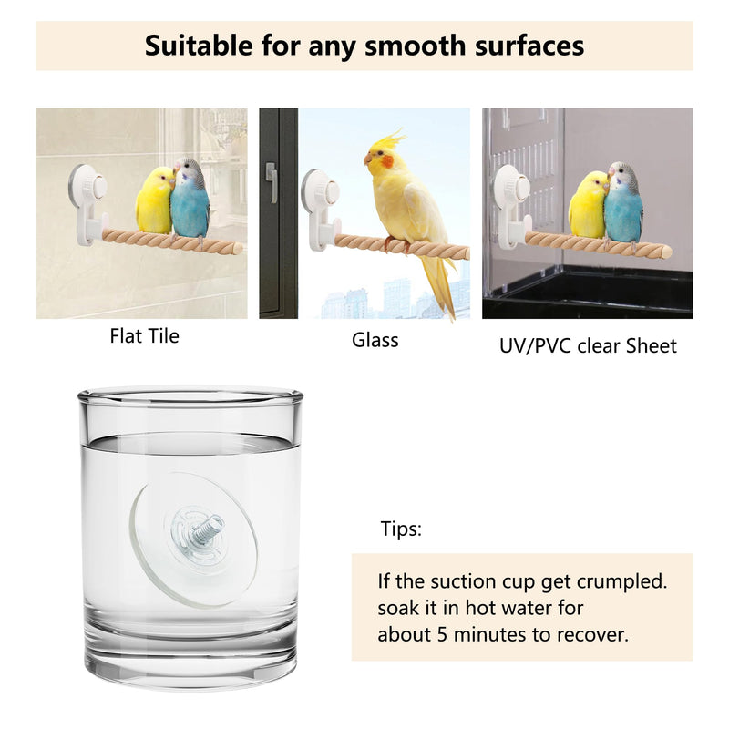 Suction Cup Bird Perch,Natural Wood Parrot Window/Bath/Car/Travel/Shower Perches Stand Portable Parakeet Grinding Stick Training Toys for Small and Medium Birds(Twist Grain) 1 Pcs-Wood Stick - PawsPlanet Australia