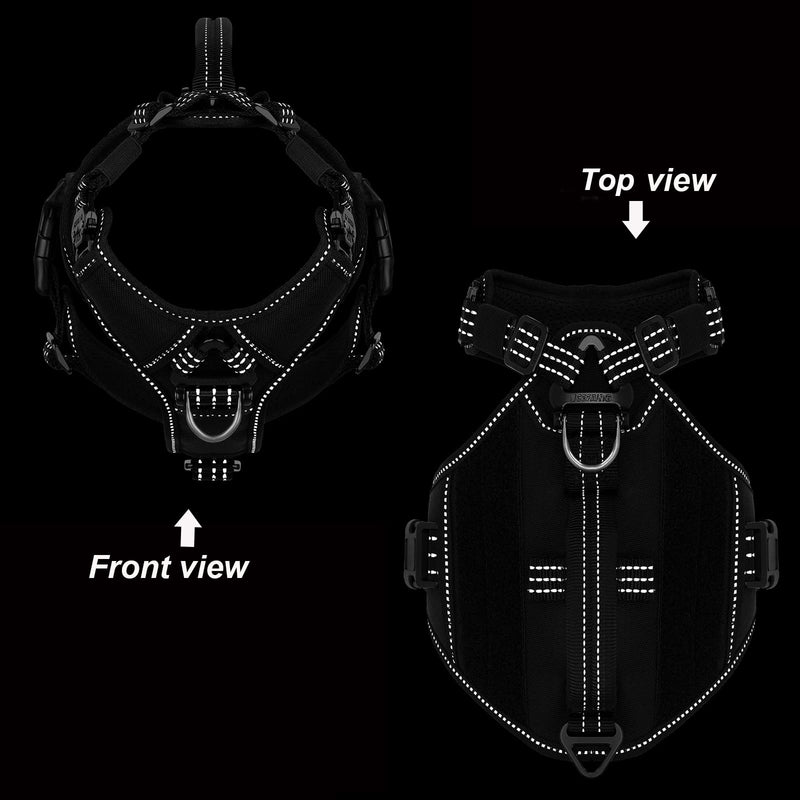 ICEFANG GN8 Quick-Moving Tactical Dog Harness with Handle ,Reflective in Training Walking K9 Vest,No-Pull Front Lead ,5-Points Adjustable,Hook and Loop Panels Small (Pack of 1) Black