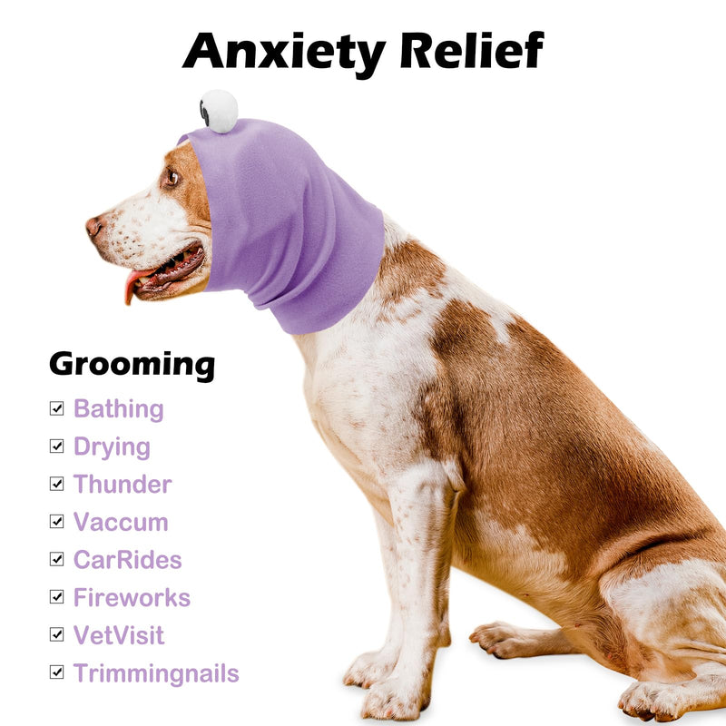 SAWMONG Dog Ear Muffs, Purple, Medium, Noise Reducing, Soft and Breathable Fabric, Dog Ear Protector