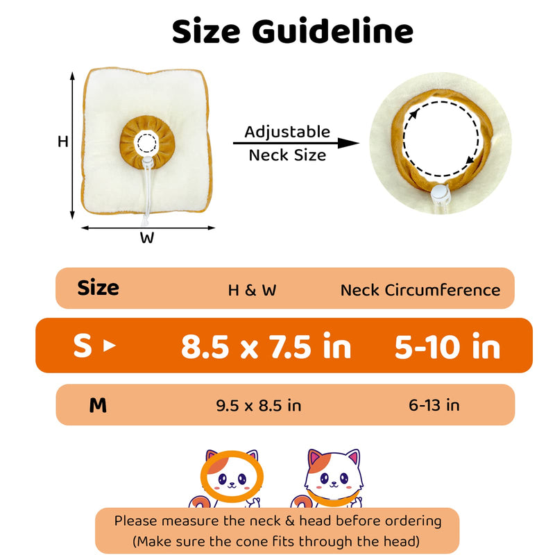 Amakunft Adjustable Cat Cone Collar Soft, Cat Recovery Collar, Cone for Cat After Surgery, Cat Neck Cone, Elizabethan Collar for Cat and Kitten (Toast S (Neck:5"-10")) Toast