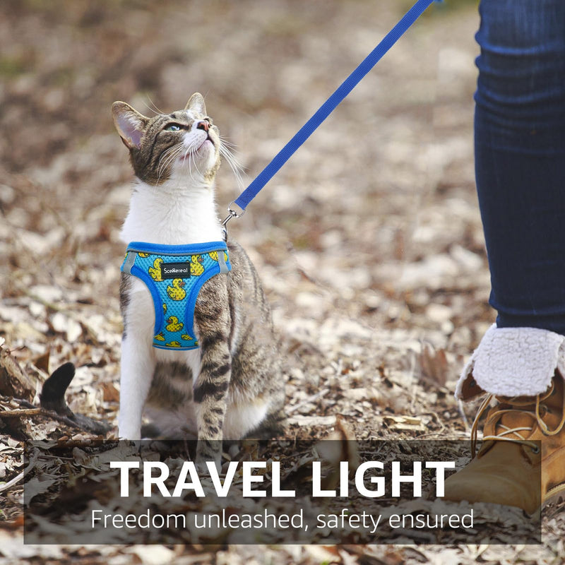 SCENEREAL Cat Harness & Leash Set Escape Proof - Adjustable Air Mesh Vest with Reflective Strips for Kittens, Puppies, Rabbits, Duck M Medium(Chest Adjustable 13-14.5in)