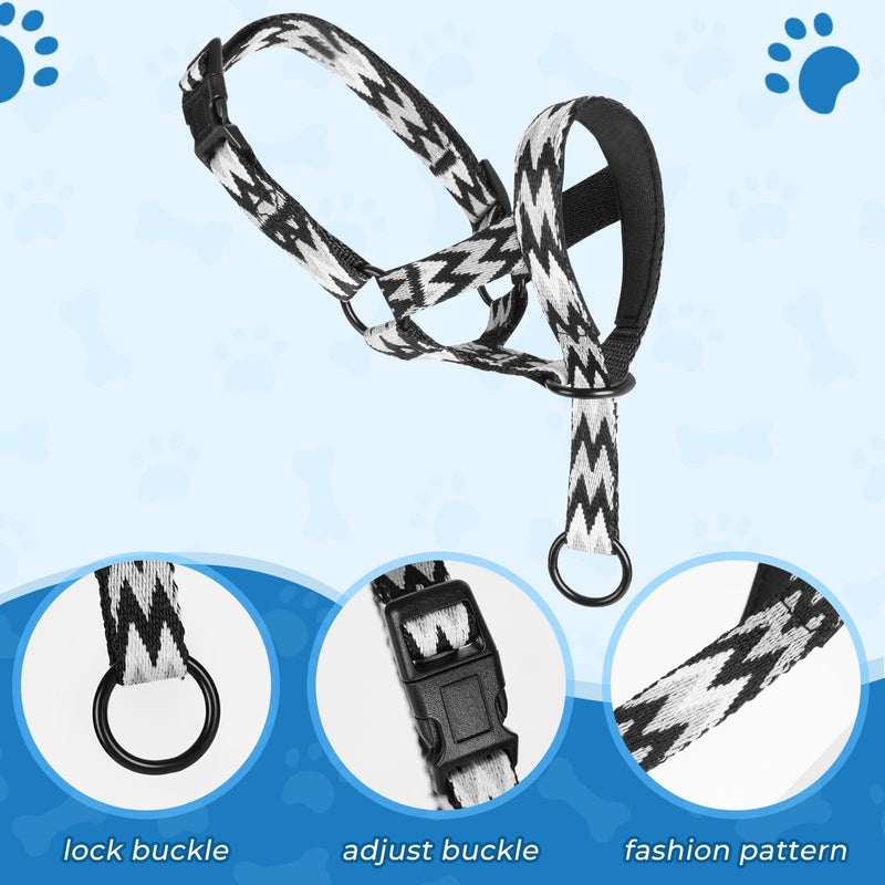 Gentle Dog Head Collar, No Pull Padded Halter for Walking, Fashionable Stripes Training Muzzle for Small Medium Large Dogs(M) M Wave - PawsPlanet Australia