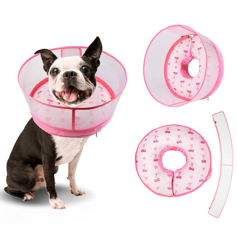 Inflatable Recovery Dog Cone Collar for Large Medium Dogs After Surgery, Soft Dog Donut Collar Adjustable Recovery Bone for Pets, Prevent from Biting & Scratching (Pink, M+) Pink M+