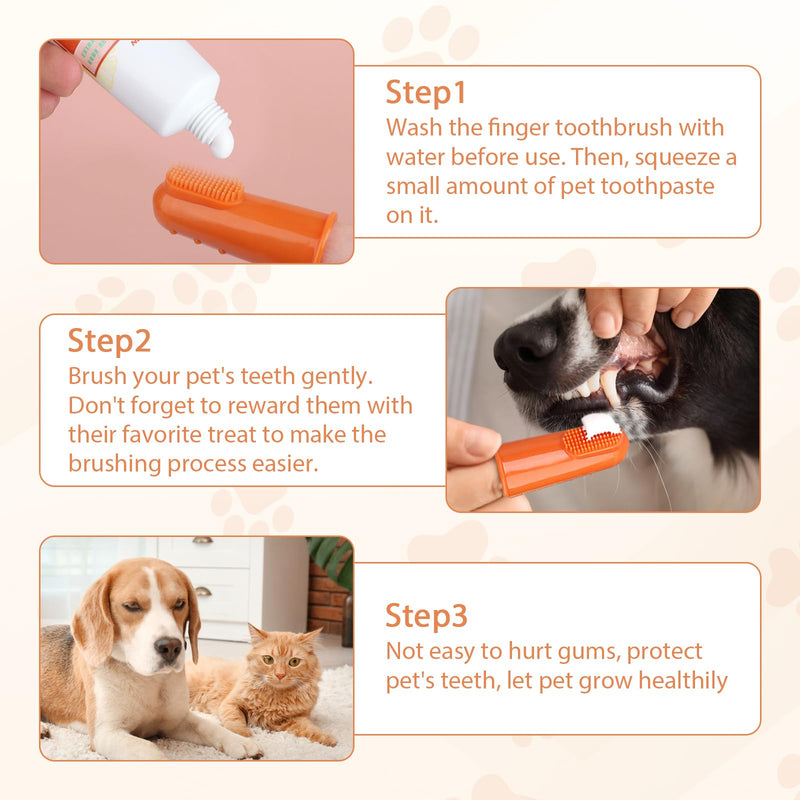 Dog Toothbrush and Toothpaste Care Kit with Vanilla Flavor Toothpaste & Finger Brush & Soft Bristle Toothbrush Teeth Cleaning and Breath Freshener