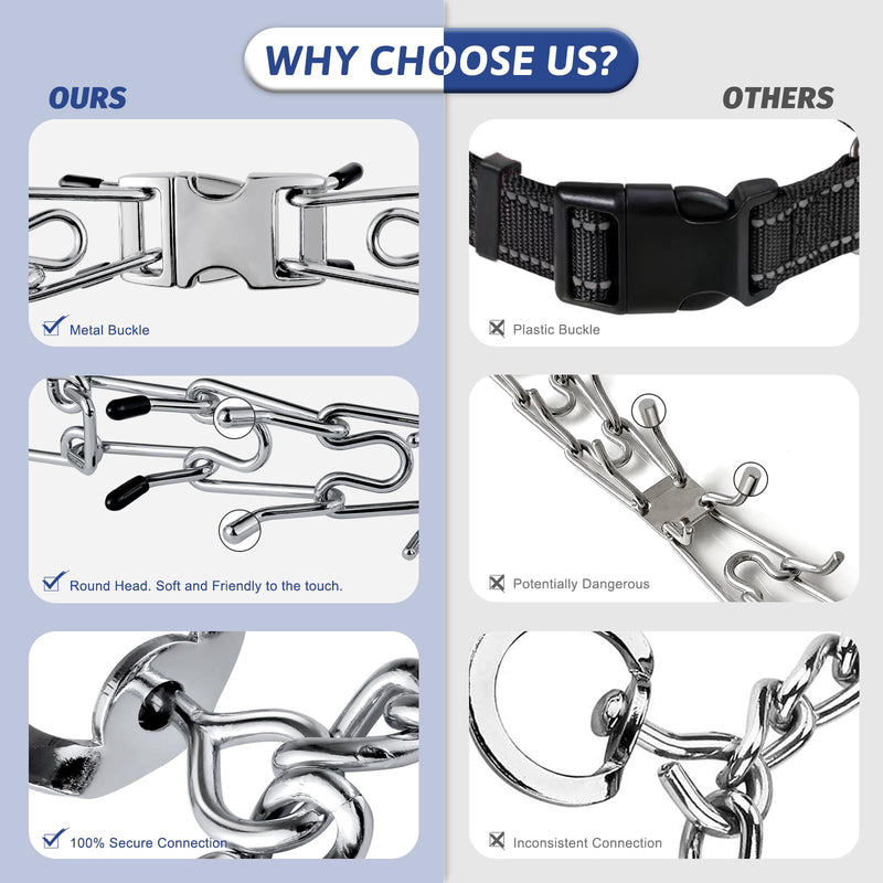 Pinch Collar for Dogs, Prong Training Collar with Quick Release Buckle for Dog Pulling Behavior Correction, Adjustable Pinch Leashes (XL / 23-26" Neck Size) XL / 23-26" Neck Size