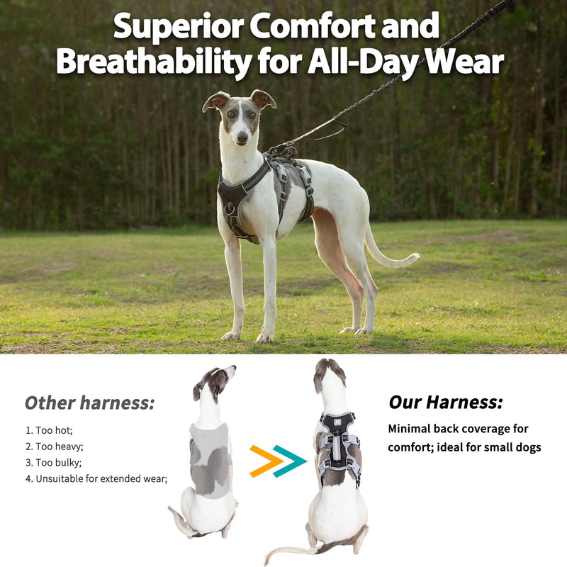 Huntboo Escape Proof Dog Harness Medium, Anti-Pull Dog Harness with Handle, Breathable, Adjustable Dog Harness Small, Reflective Harnesses for Large Dogs Outdoor, Walking, Training（Black, L） Large(Pack of 1) Black - PawsPlanet Australia