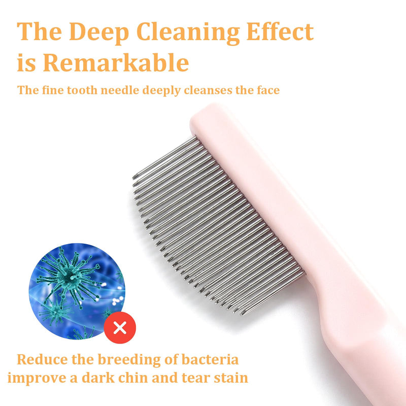 Dog Eye Comb Stainless Steel Dog Cat Grooming Combs with Rounded Teeth Tear Stain Remover Professional Eye Comb for Pets Fit Yorkie Shih Tzu Maltese Maltipoo Pomeranian and Cats