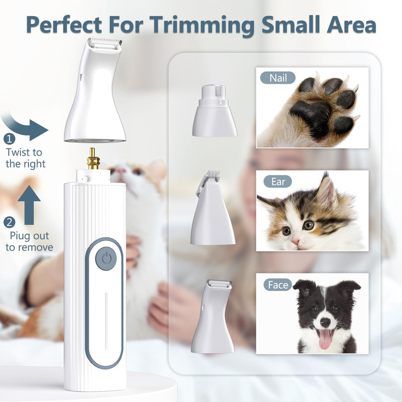 Dog Clippers Grooming Kit Hair Clipper -4 in 1Low Noise -Rechargeable-Cordless Quiet Paw Trimmer Nail Grinder, Trimmer Grooming for Thick Hair&Coats,Pet Shaver for Small and Large Dogs Cats Blue - PawsPlanet Australia