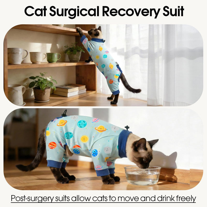 DENTRUN Cat Clothes for Hair Control with Hair Sticky Fabric - Soft Recovery Suit & Breathable Lint-Resistant Cat Sweater for Cats Only, Kitten Onesie Pajamas, XXL, Deep Blue XX-Large DeepBlue - PawsPlanet Australia