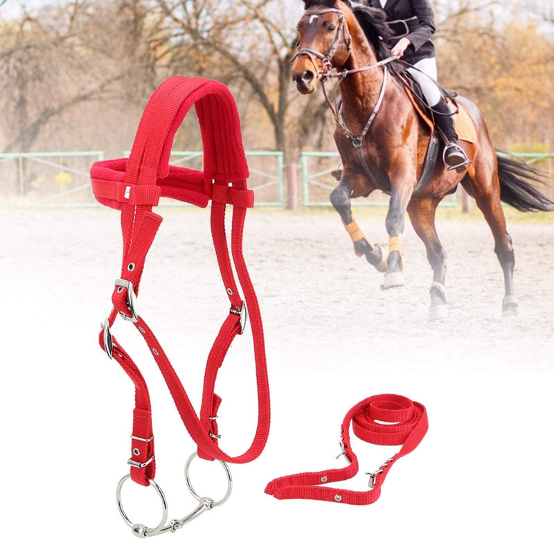 Zerodis Adjustable Horse Bridle with Rein Red Harness Headstall with Soft Cushion - PawsPlanet Australia