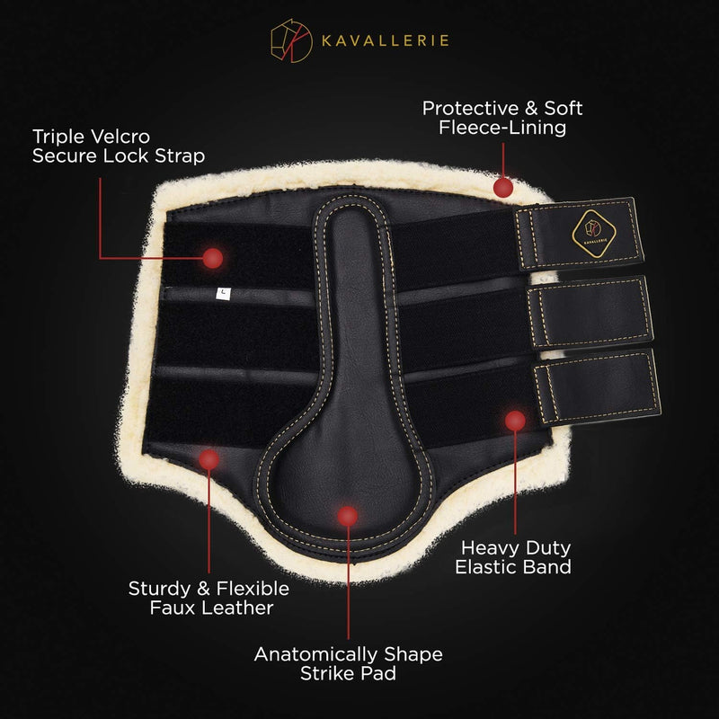 Kavallerie Classic Tendon Boots, Impact-Absorbing Material, Breathable & Evenly Distribute Pressure, Protect Tendon and Ligaments, Anti-Slip, Anti- Sore and Moisture Repellant Show Jumping Boots Support Boots(fleece), Black Medium