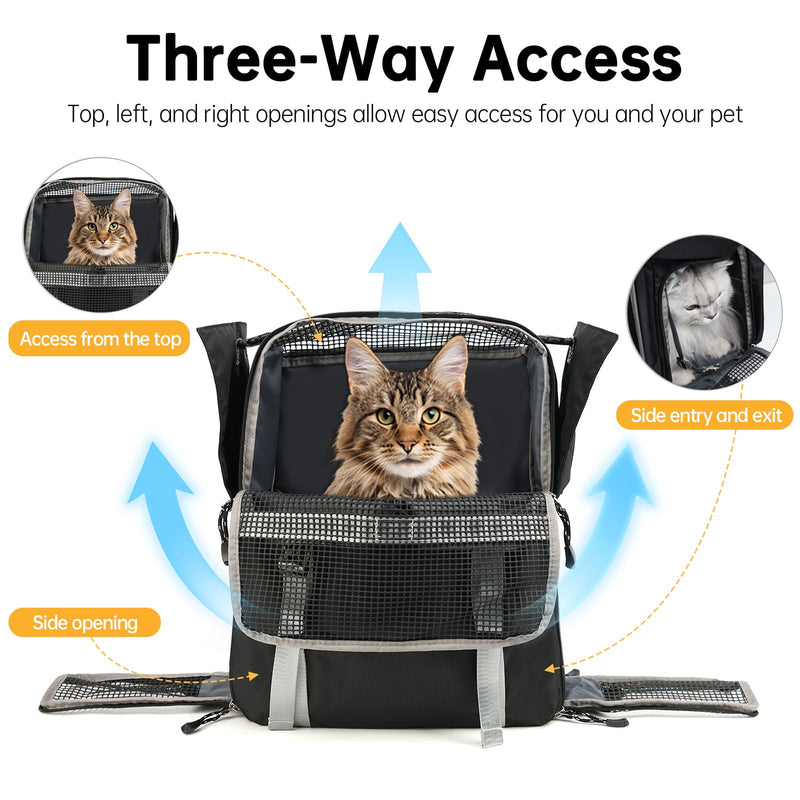 Cat Dog Backpack Carrier for Hiking Travel Portable Pet Daypack for Dog Cat Below 7kg/15.5lbs -Black Black - PawsPlanet Australia