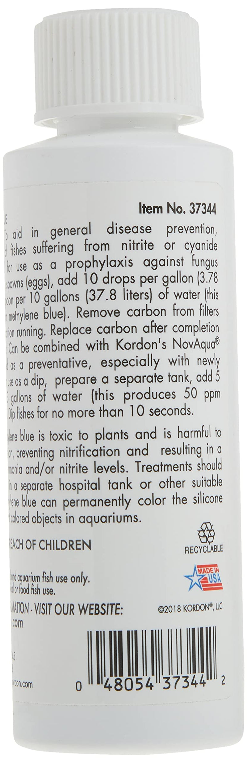 Kordon Methylene Blue Disease Preventative – Safe for Freshwater & Saltwater Aquariums, Prevents Fungal Infections & Treats Parasites, Reduces Fish Stress, 4-Ounces 4 Ounce Aquarium Pond Water Treatment