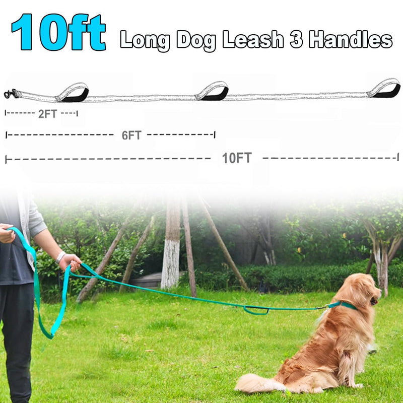 3 Handle Dog Leash, 10FT Triple Handle Reflective Stitching with Padded Traffic Handles, Heavy Duty Training Pet Lead for Control and Safety (Black) Black - PawsPlanet Australia