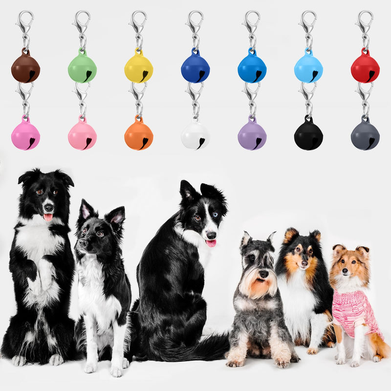 28Pcs Pet Bells for Dog Cat Collar Colourful Pet Small Bells with Clasps Dog Cat Collar Charms Pets Pendant Accessories Stainless Steel Keychain Loud Crisp Sound for Animal Christmas Decoration - PawsPlanet Australia