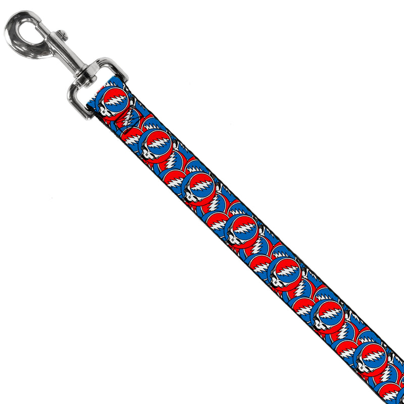 Grateful Dead Pet Leash, Dog Leash, Grateful Dead Steal Your Face Logo Stacked Red White Blue, 6 Feet Long 1.5 Inch Wide 6 Feet Long - 1.5" Wide
