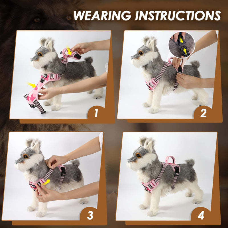 Dog Harness Large Dog, Anti Pull Adjustable Heavy Duty Pet Vest with 2 Clips, Easy Control Escape Proof Puppy Harness with Soft Padded Handle Reflective for Outdoor Training Walking, XL Camo Pink XL(Neck: 55-83cm, Chest: 50-94cm) - PawsPlanet Australia
