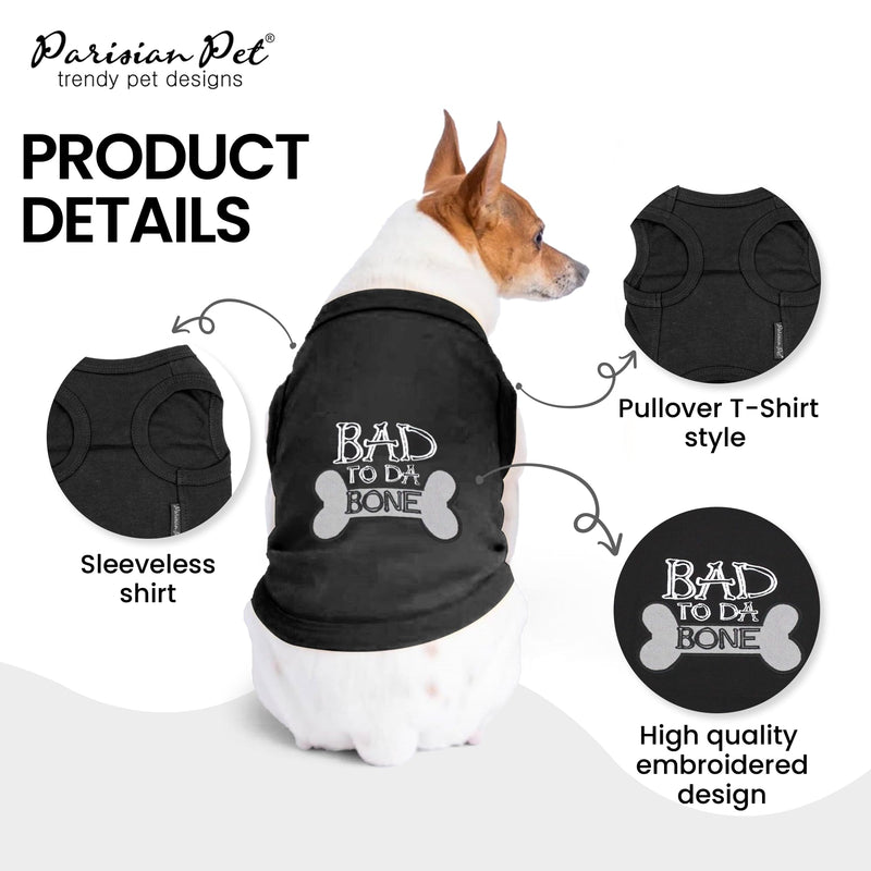 Parisian Pet Dog T-Shirt - Embroidered Bad to Da Bone Dog Clothes - 100% Cotton, Sleeveless Pet Vest - Machine Washable Shirt for Large Dogs 2XL - PawsPlanet Australia