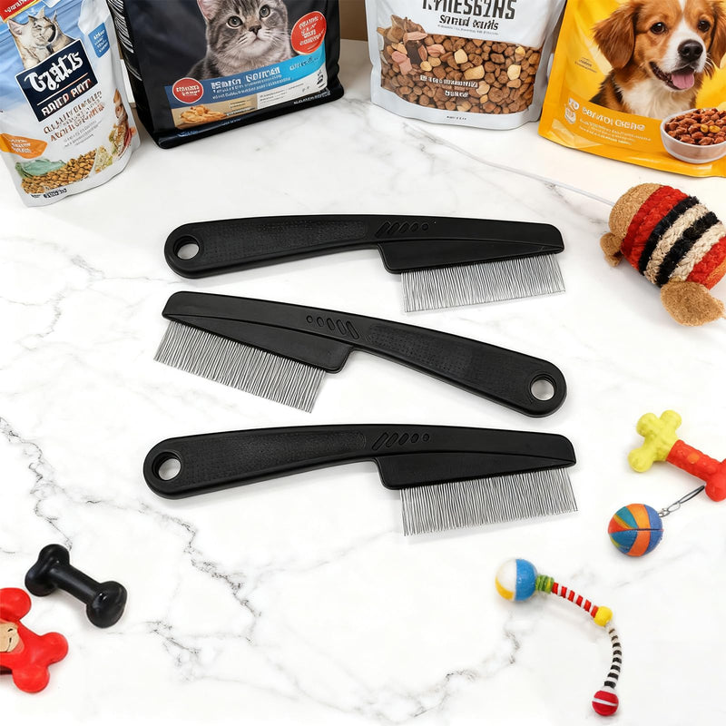 3-Pack Pet Flea Comb for Dogs and Cats, Fine-Tooth Lice and Flea Grooming Comb with Stainless Steel Pins and Ergonomic Non-Slip Handle - PawsPlanet Australia