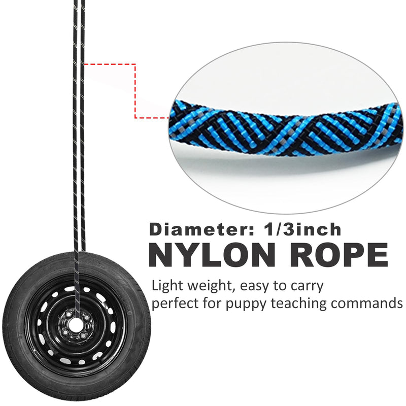 12FT Long Slip Lead Leash, 20ft 30ft 50ft Reflective Rope Training Lead No-Choking for Medium Dogs Small Puppy Pets Behavior Active Playing (Blue) 1/3 in x 12ft Blue - PawsPlanet Australia