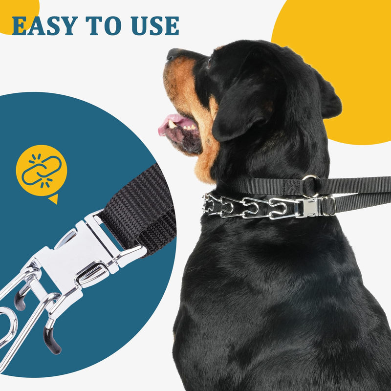 Mayerzon Martingale Prong Collar for Large Medium Dogs Beagle Husky Doberman, Adjustable Dog Pinch Collar No Pull for Walking Training, with Extra Links and Rubber Caps Silver Small, 2.25mm, 11-13.75"Neck