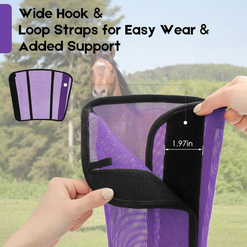 Horse Fly Boots - Breathable Mesh Protection Set of 4, Comfortable Horse Leggings, Equine Supplies for Horses, Reduces Stomping & Leg Fatigue (Purple) - PawsPlanet Australia