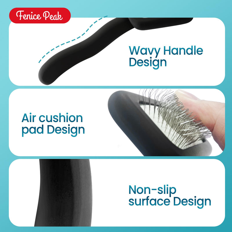 Fenice Peak Slicker Brush for Dogs Black Wooden Dog Brush Pet Comb for Poodles Goldendoodles Easy to Remove Tangles Dirt and Loose Hair Professional Dog Grooming Brush Large - PawsPlanet Australia