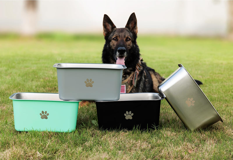 Large Stainless Steel Dog Water Bowls with Non-Slip Foot Pads, High Capacity Metal Dog Food Bowls for Extra Large, Huge and Big Giant Dogs 2.65 Gallons, Silver 2.65 Gallons/340 oz