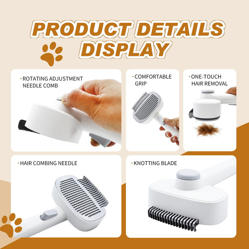 TemApex 2-in-1 Self Cleaning Shedding Brush & Dematting Comb for Long Haired Cats and Dogs, Pet Grooming Deshedding Brush for Dog and Cat Removes Loose Fur & Tangles - PawsPlanet Australia
